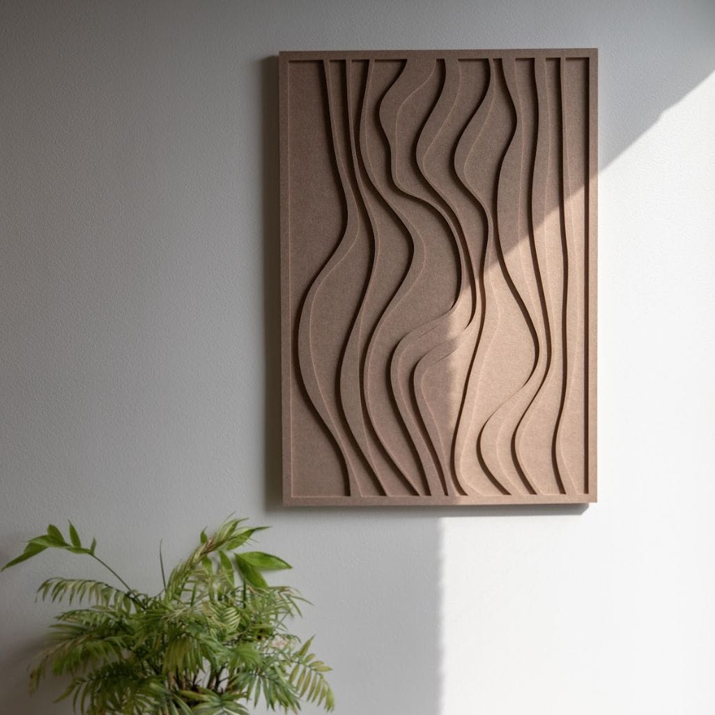 Sand-colored Wave Tile Original acoustic wall panel by Arturel for improved acoustics