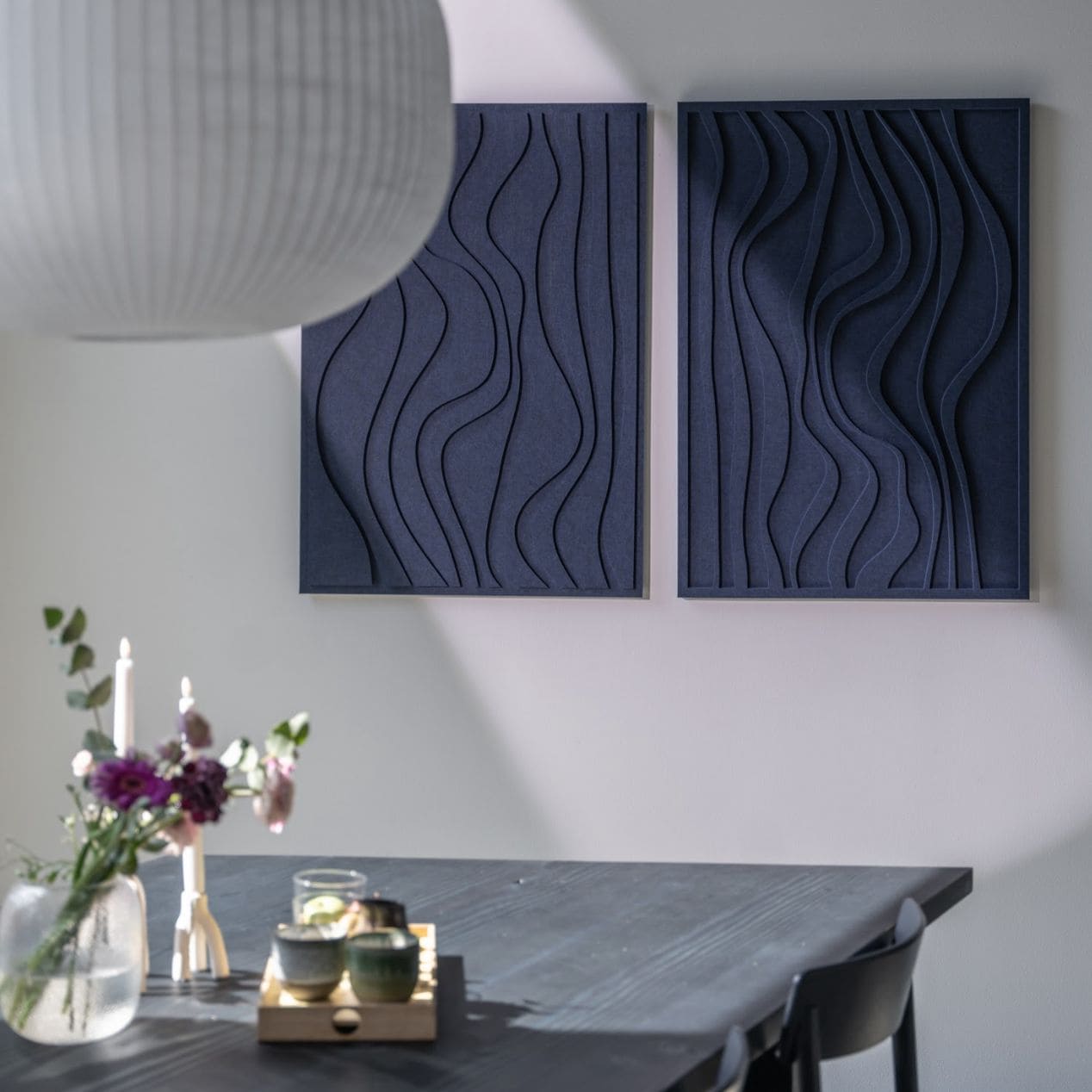 Wave Original acoustic panels made from 75% ocean plastic PET, featuring Danish design